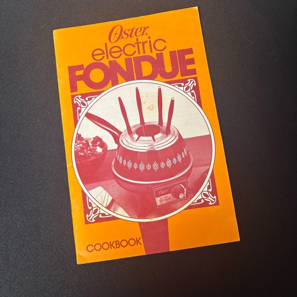 Oster Six Vintage Stainless Steel Fondue Forks & Two Fondue Cookbooks